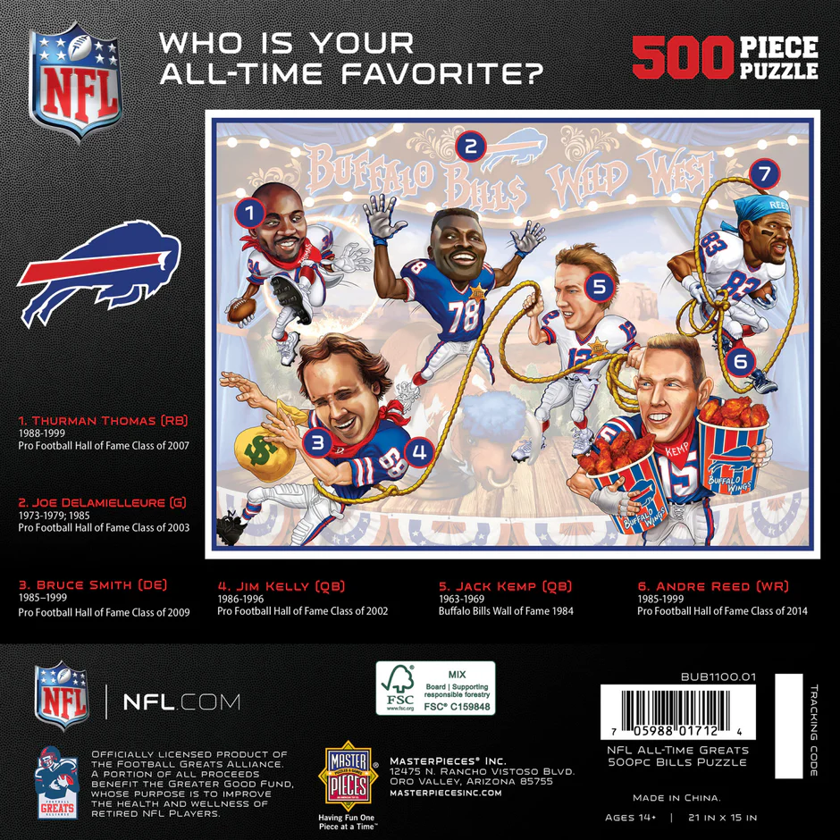 BUFFALO BILLS ALL TIME GREATS 500 PIECE JIGSAW PUZZLE