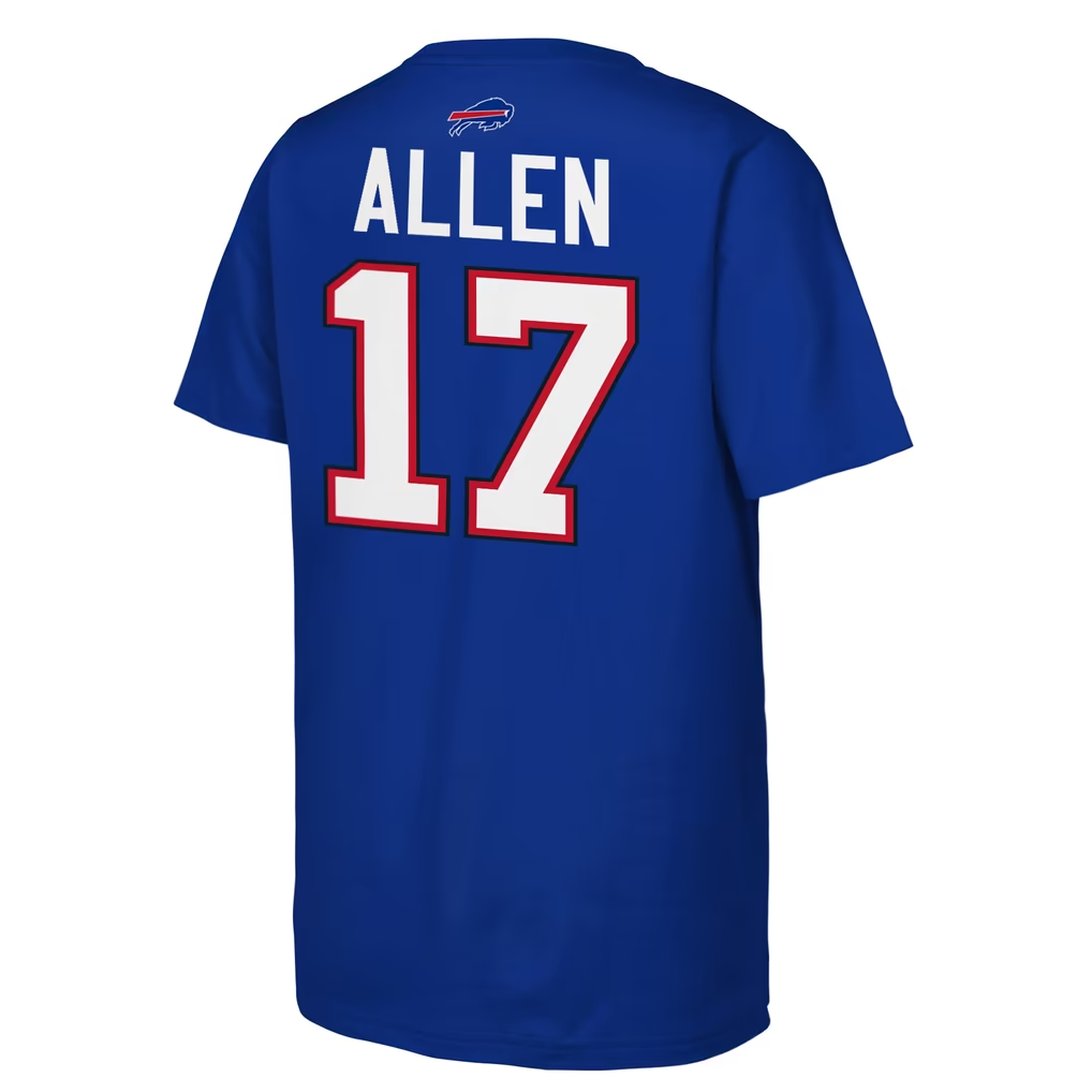 BUFFALO BILLS JOSH ALLEN KIDS OUTERSTUFF NAME NUMBER T-SHIRT - BLUE