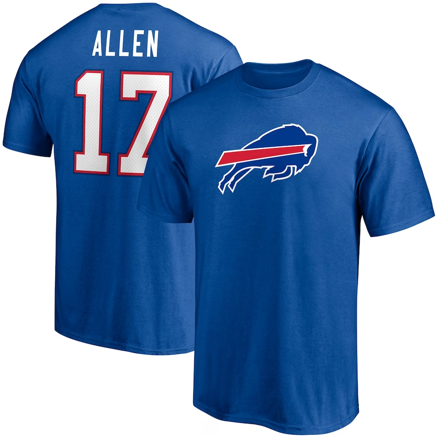BUFFALO BILLS JOSH ALLEN MEN'S PLAYER ICON NAME & NUMBER T-SHIRT