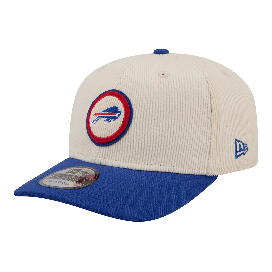 BUFFALO BILLS LOYAL CORDUROY 9SEVENTY STRETCH-SNAP ADJUSTABLE HAT - CHROME WHITE/ROYAL
