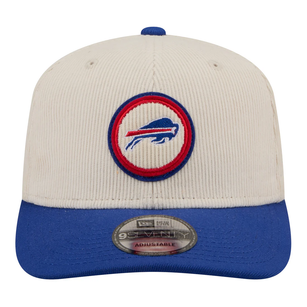 BUFFALO BILLS LOYAL CORDUROY 9SEVENTY STRETCH-SNAP ADJUSTABLE HAT - CHROME WHITE/ROYAL