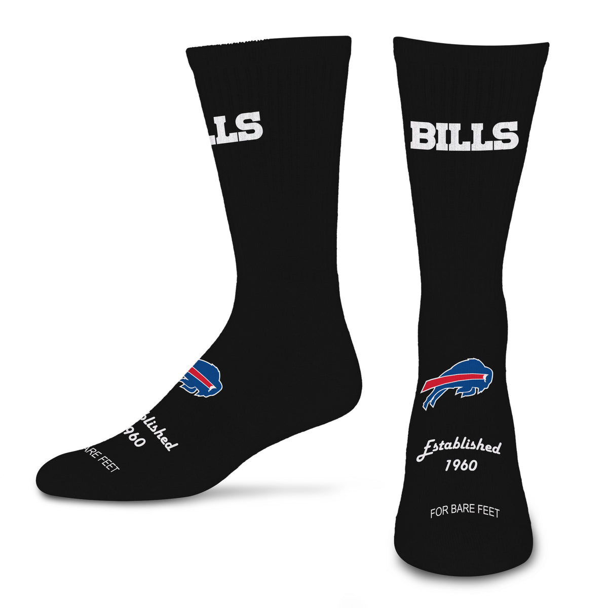 BUFFALO BILLS MEN'S FOR BARE FEET ESTABLISHED SOCK - BLACK