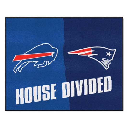 BUFFALO BILLS / NEW ENGLAND PATRIOTS HOUSE DIVIDED 34" X 42.5" MAT