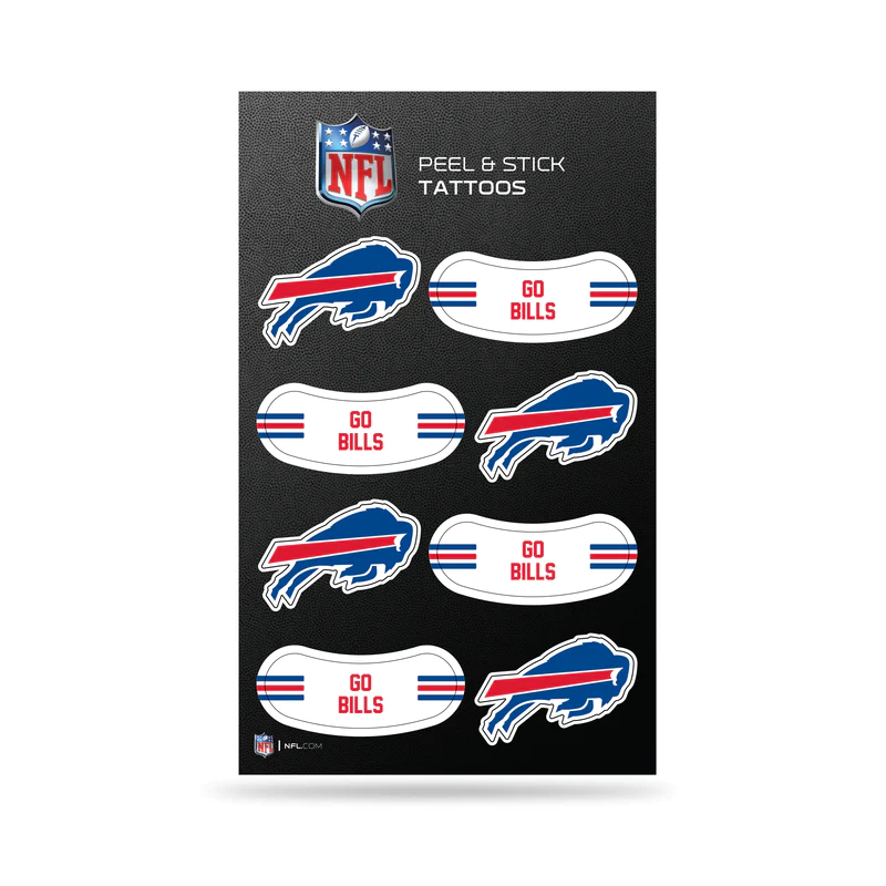 BUFFALO BILLS PEEL & STICK TEMPORARY FACE TATTOOS AND EYE BLACK