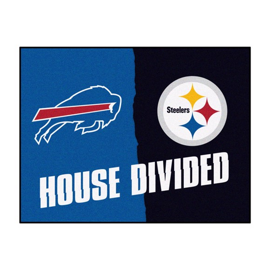 BUFFALO BILLS / PITTSBURGH STEELERS HOUSE DIVIDED 34" X 42.5" MAT