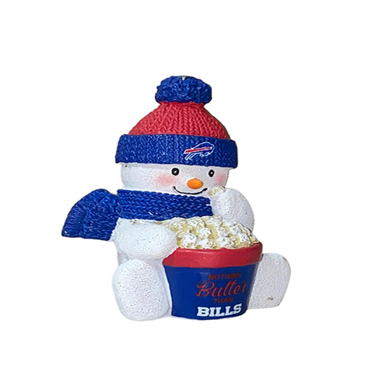 BUFFALO BILLS POPCORN SNOWMAN ORNAMENT