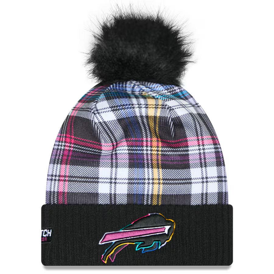 BUFFALO BILLS WOMEN'S 2024 NFL CRUCIAL CATCH CUFFED KNIT BEANIE WITH POM