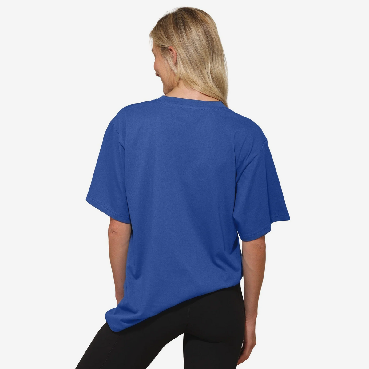 BUFFALO BILLS WOMEN'S FOCO RHINESTONE LOGO OVERSIZED T-SHIRT - BLUE