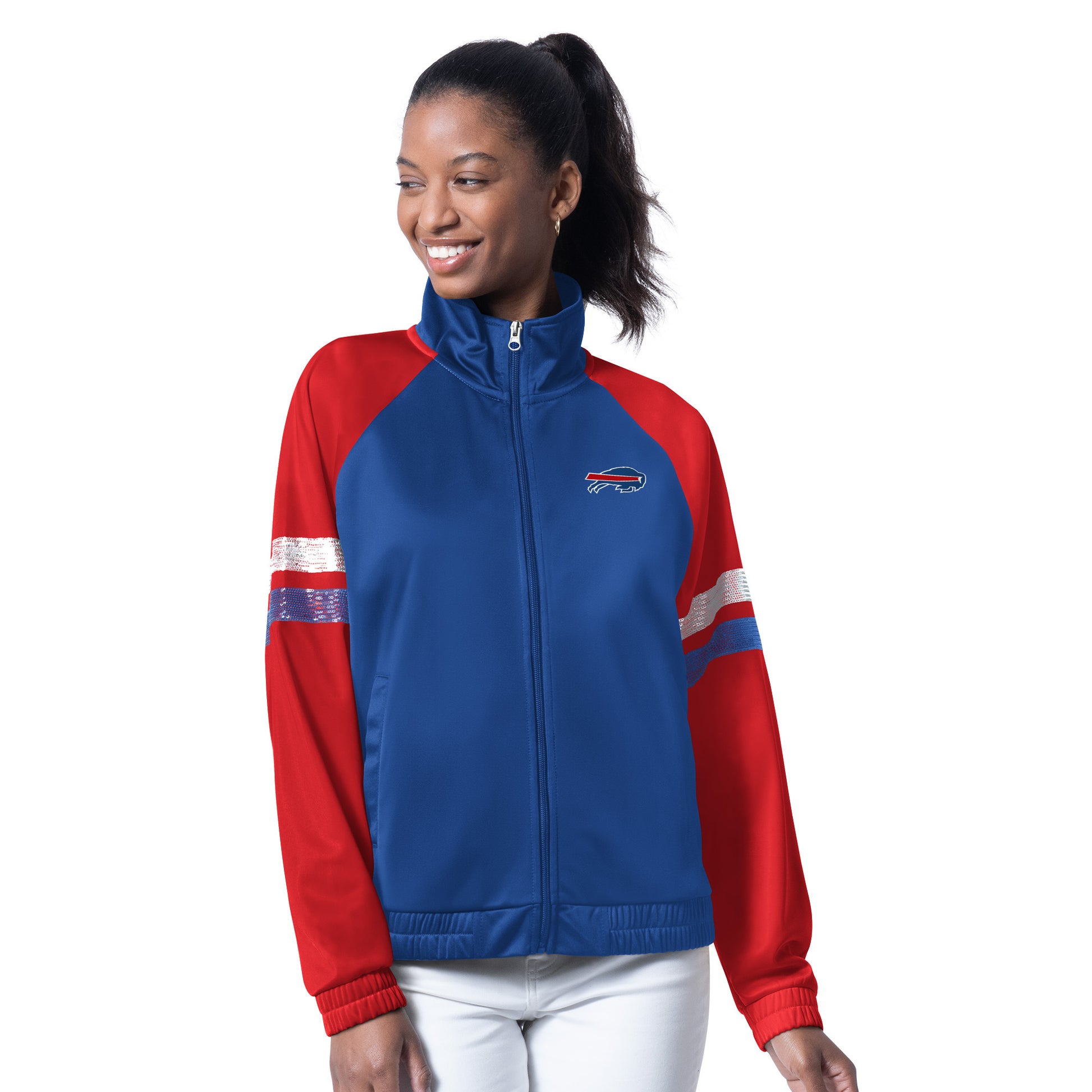 BUFFALO BILLS WOMEN'S G-III 4HER BY CARL BANKS FAN BLING TRACK JACKET
