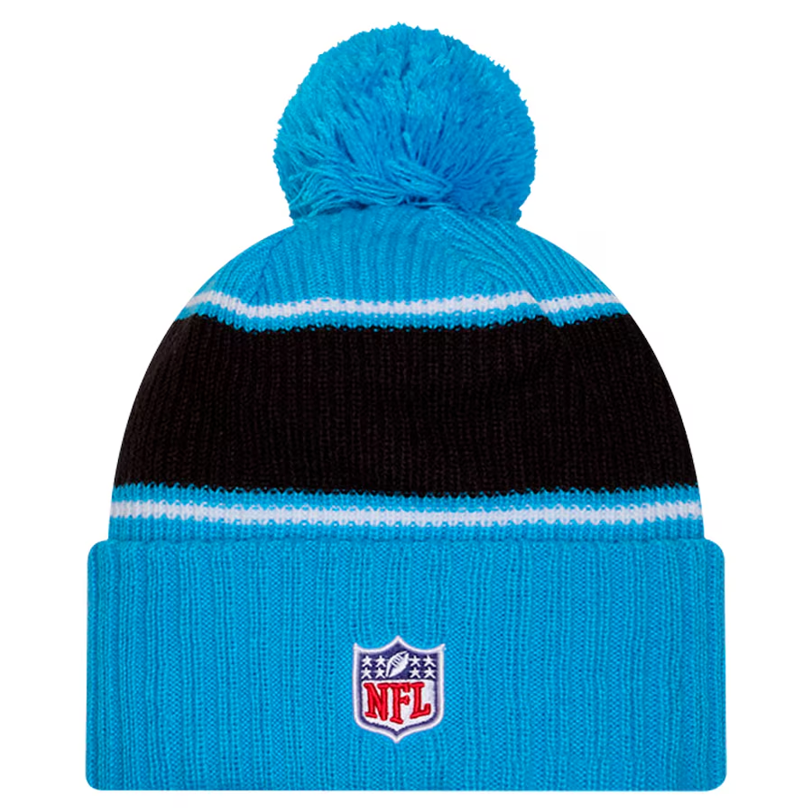 CAROLINA PANTHERS 2024 NFL SIDELINE CUFFED KNIT BEANIE WITH POM - BLUE