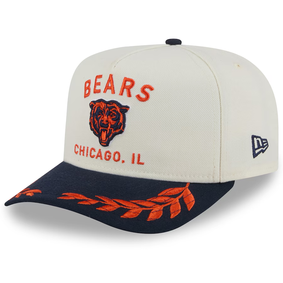 CHICAGO BEARS 2025 NFL DRAFT 9FIFTY A-FRAME SNAPBACK HAT - CHROME WHITE/NAVY
