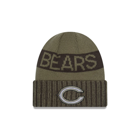 CHICAGO BEARS 2025 NFL SALUTE TO SERVICE CUFFED KNIT BEANIE - DARK GREEN