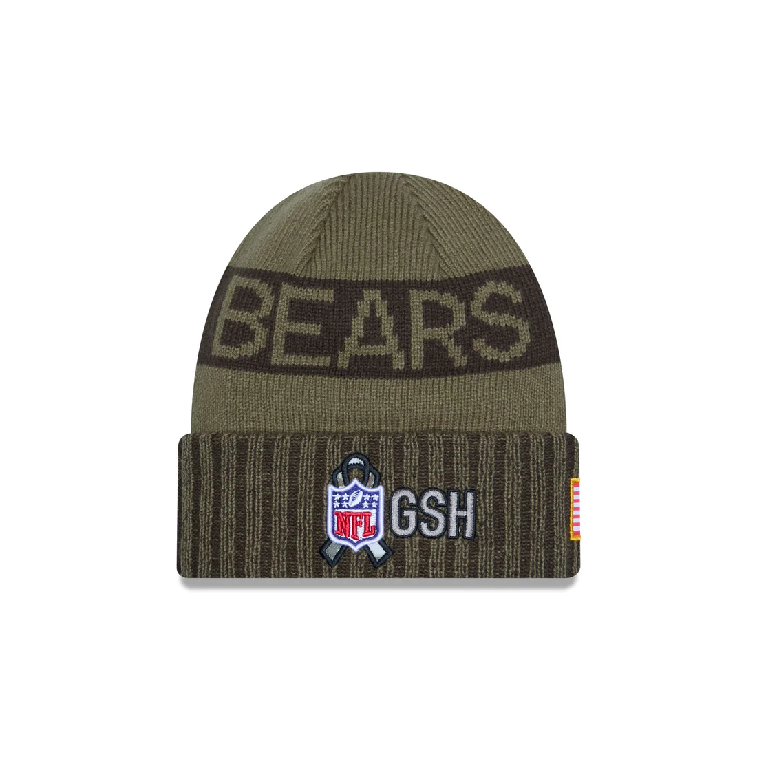 CHICAGO BEARS 2025 NFL SALUTE TO SERVICE CUFFED KNIT BEANIE - DARK GREEN