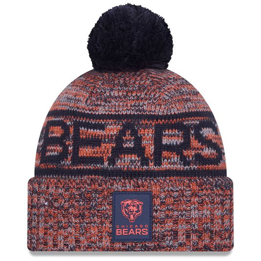 CHICAGO BEARS 2025 NFL SIDELINE COLD WEATHER CUFFED KNIT WITH POM - ORANGE