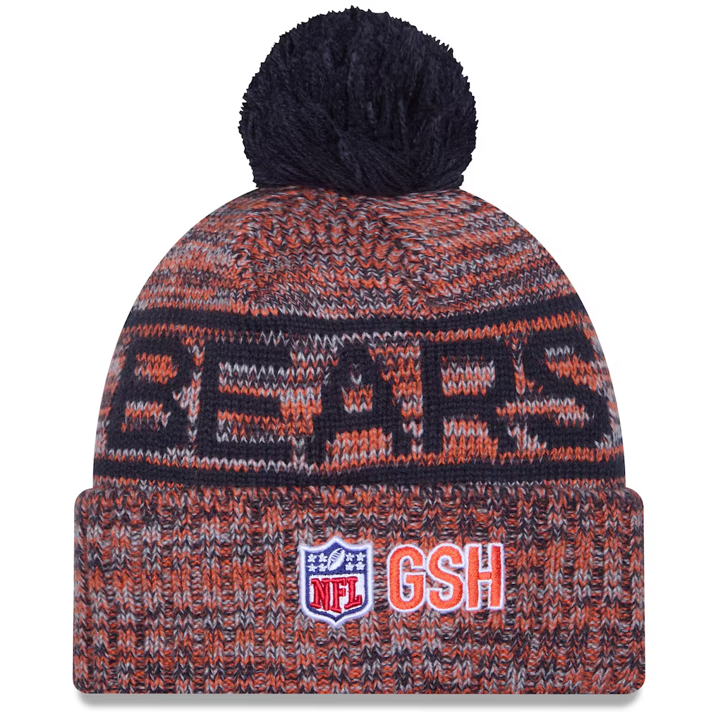 CHICAGO BEARS 2025 NFL SIDELINE COLD WEATHER CUFFED KNIT WITH POM - ORANGE