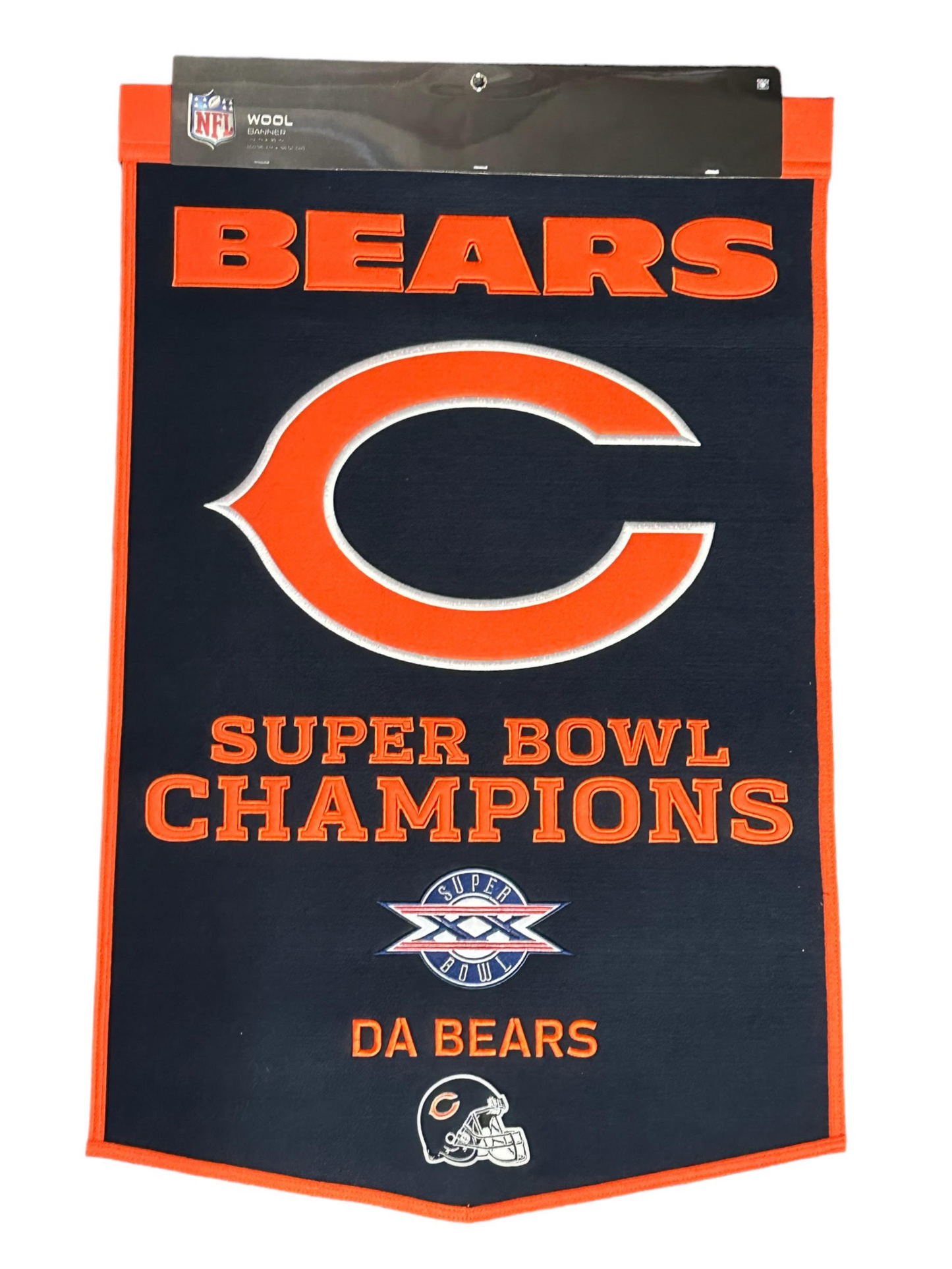 CHICAGO BEARS 24" X 38" PRIMARY WOOL BANNER