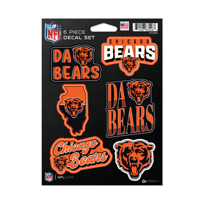 CHICAGO BEARS 6-PIECE DECAL SET