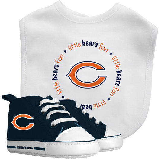 SET DE REGALO DE 2 BABEROS Y PRE-Caminantes PARA BEBÉ CHICAGO BEARS