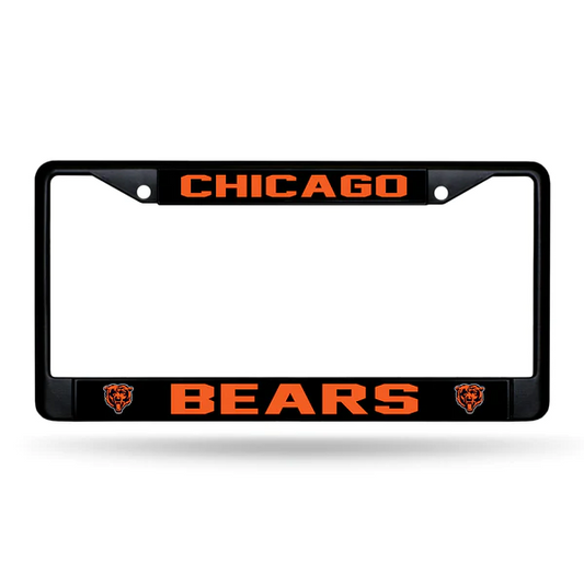 CHICAGO BEARS BLACK CHROME METAL LICENSE PLATE FRAME