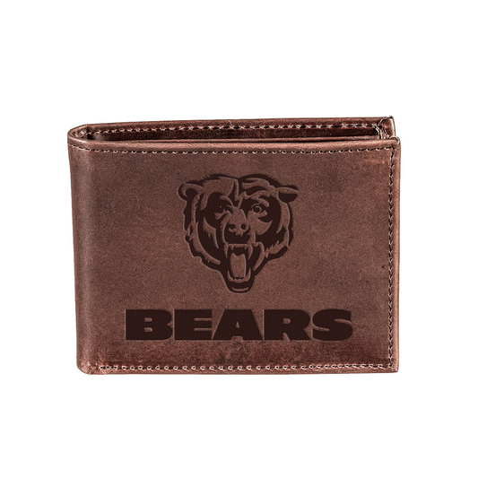 CHICAGO BEARS BROWN BI-FOLD LEATHER WALLET