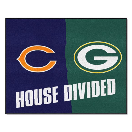 CHICAGO BEARS / GREEN BAY PACKERS HOUSE DIVIDED 34" X 42.5" MAT