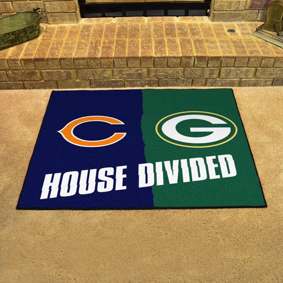 CHICAGO BEARS / GREEN BAY PACKERS HOUSE DIVIDED 34" X 42.5" MAT