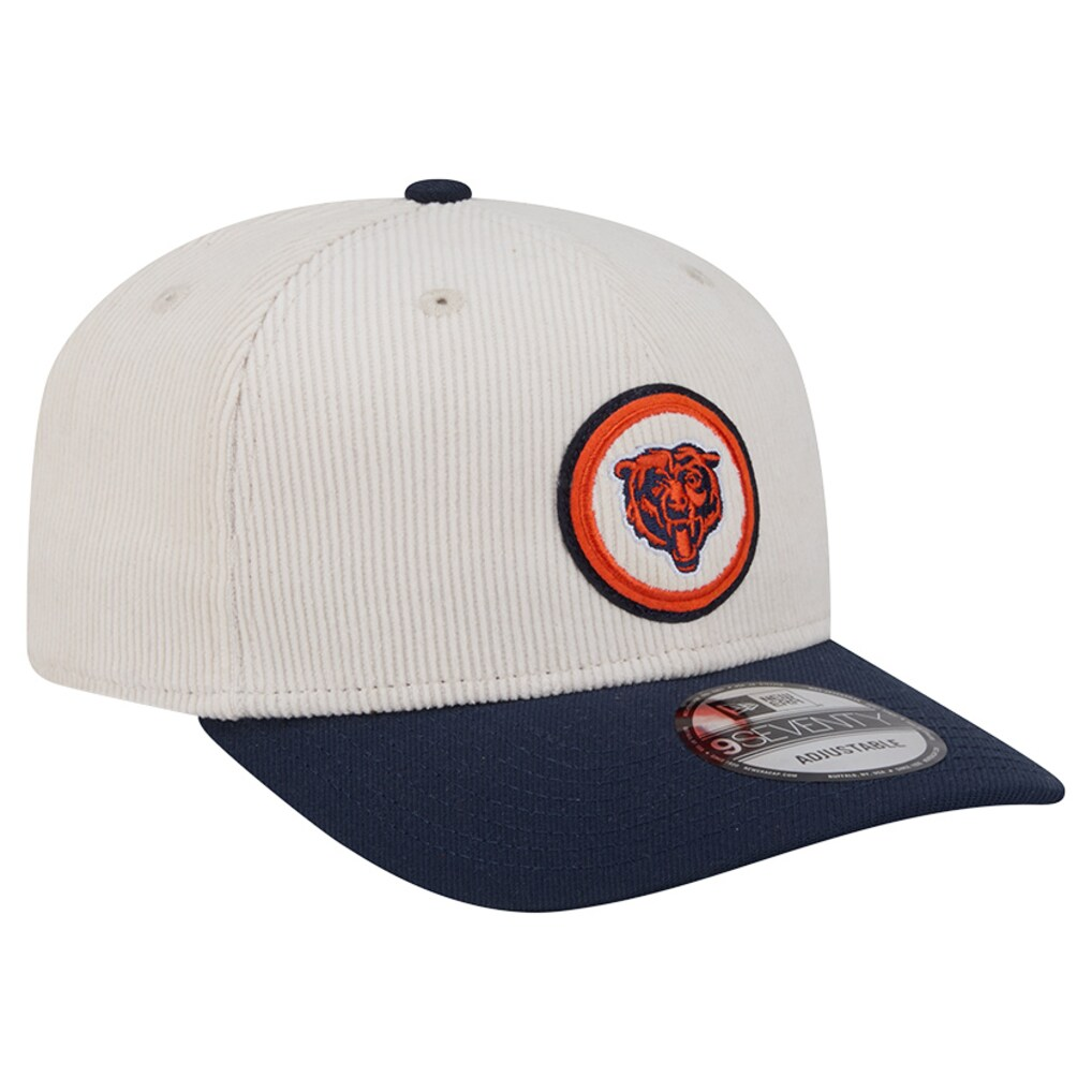 CHICAGO BEARS LOYAL CORDUROY 9SEVENTY STRETCH-SNAP ADJUSTABLE HAT - CHROME WHITE/NAVY