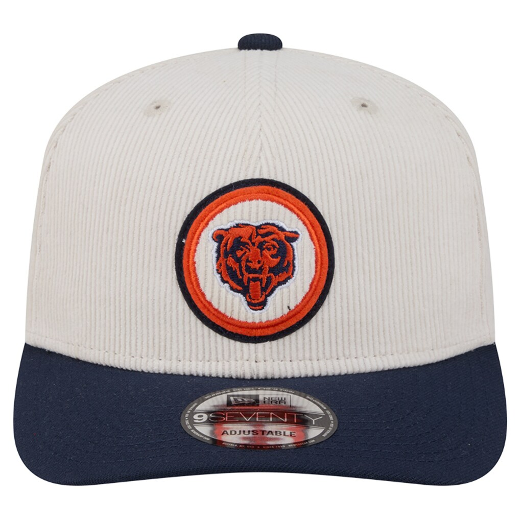 CHICAGO BEARS LOYAL CORDUROY 9SEVENTY STRETCH-SNAP ADJUSTABLE HAT - CHROME WHITE/NAVY