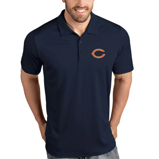 CHICAGO BEARS MEN'S ANTIGUA TRIBUTE POLO - NAVY