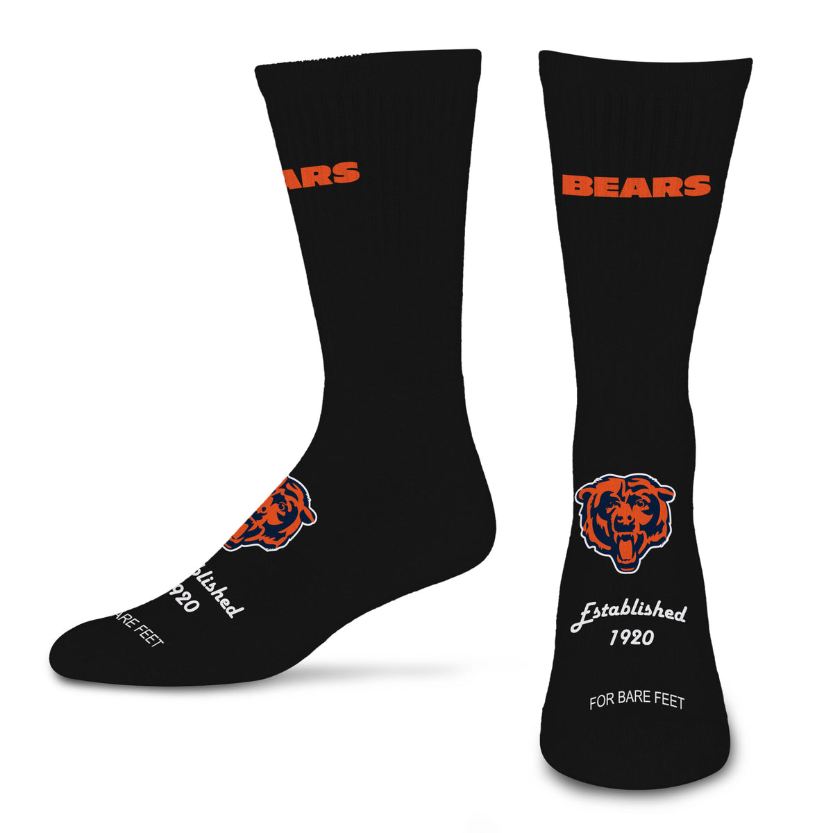 CHICAGO BEARS MEN'S FOR BARE FEET ESTABLISHED SOCK - BLACK