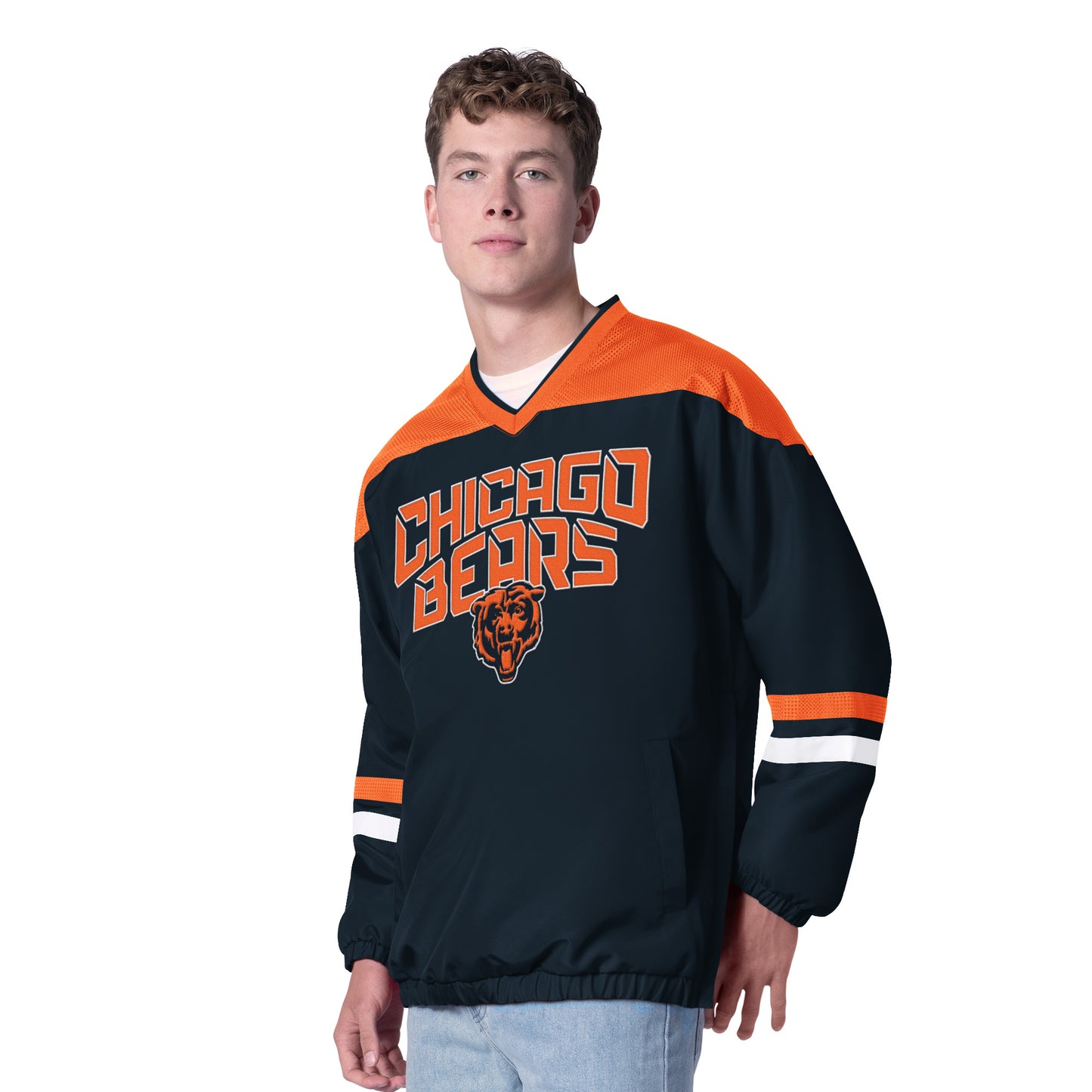 CHICAGO BEARS MEN'S G-III BY CARL BANKS TOP PLAYER PULLOVER JACKET - NAVY/ORANGE