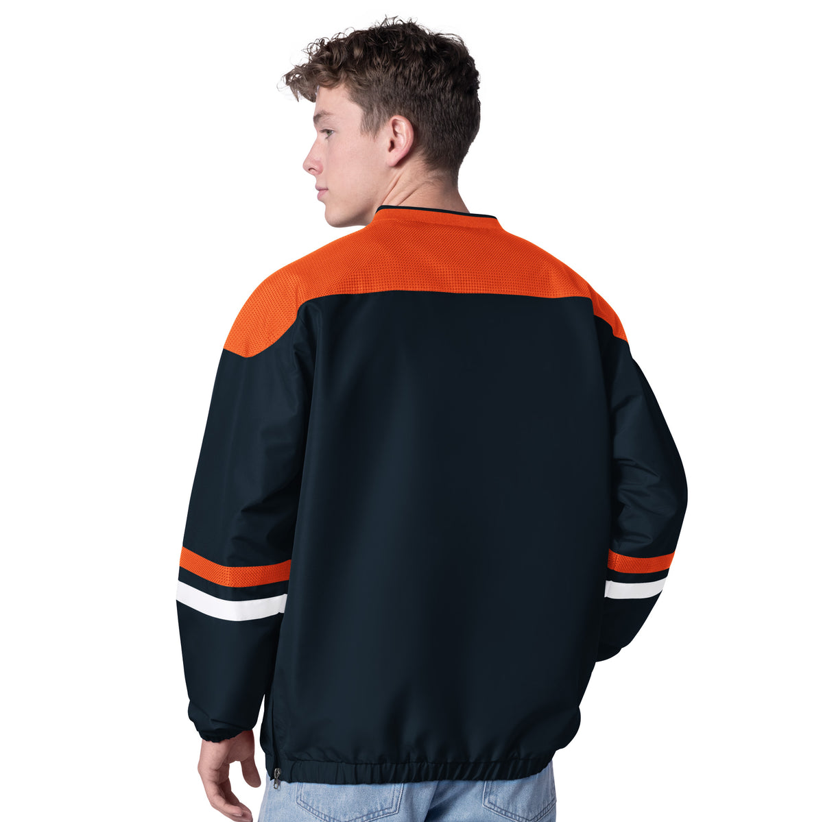 CHICAGO BEARS MEN'S G-III BY CARL BANKS TOP PLAYER PULLOVER JACKET - NAVY/ORANGE