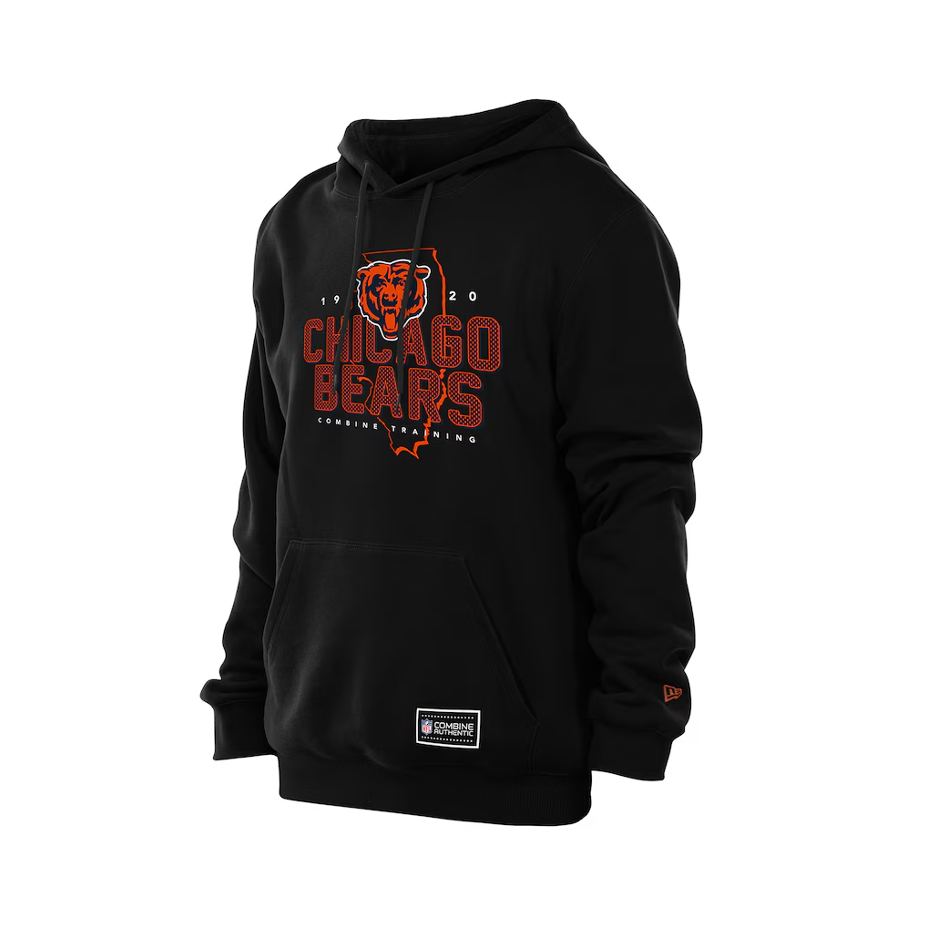 CHICAGO BEARS MEN'S NEW ERA NFL COMBINE PULLOVER HOODED SWEATSHIRT - BLACK