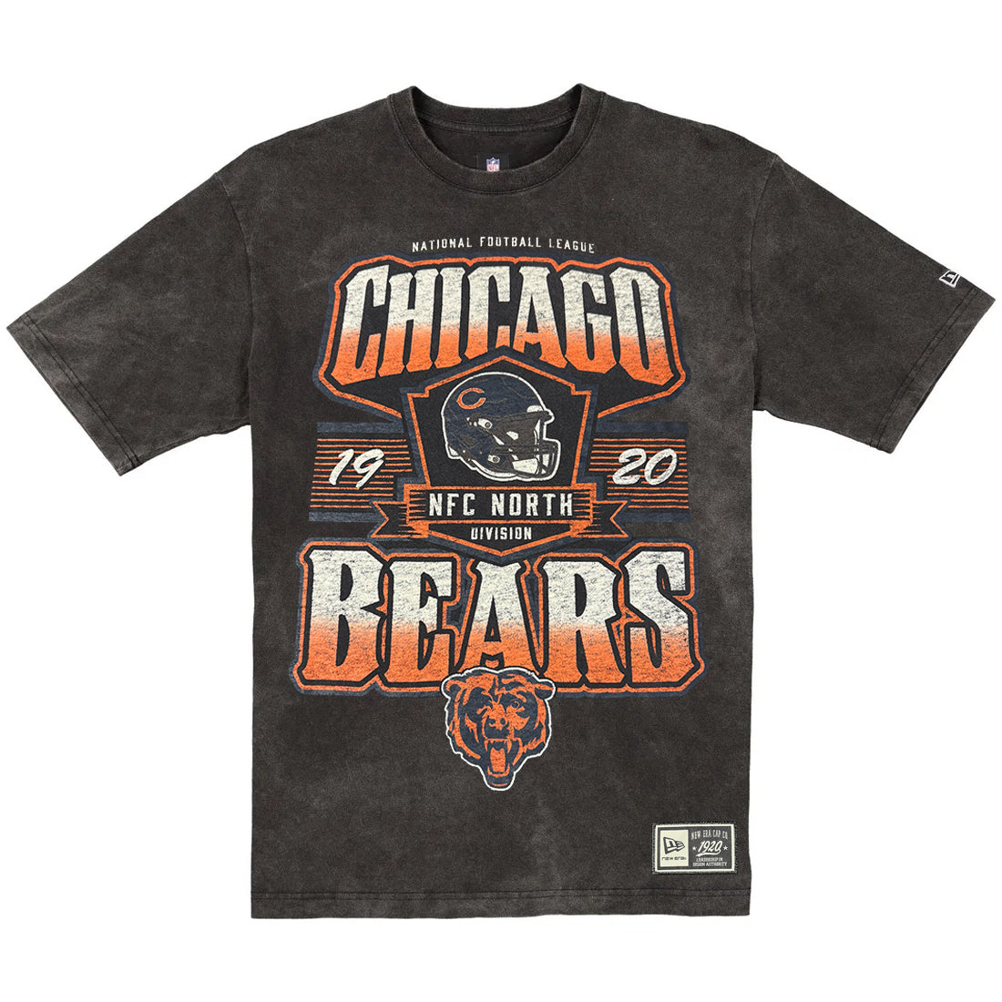 CHICAGO BEARS MEN'S NEW ERA THROWBACK ACID WASH T-SHIRT - BLACK
