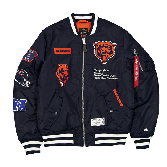CHICAGO BEARS MEN'S NEWERA X ALPHA INDUSTRIES MA-1 BOMBER JACKET - NAVY