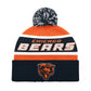 CHICAGO BEARS MEN'S STARTER LEGACY CUFFED KNIT WITH POM - ORANGE/NAVY