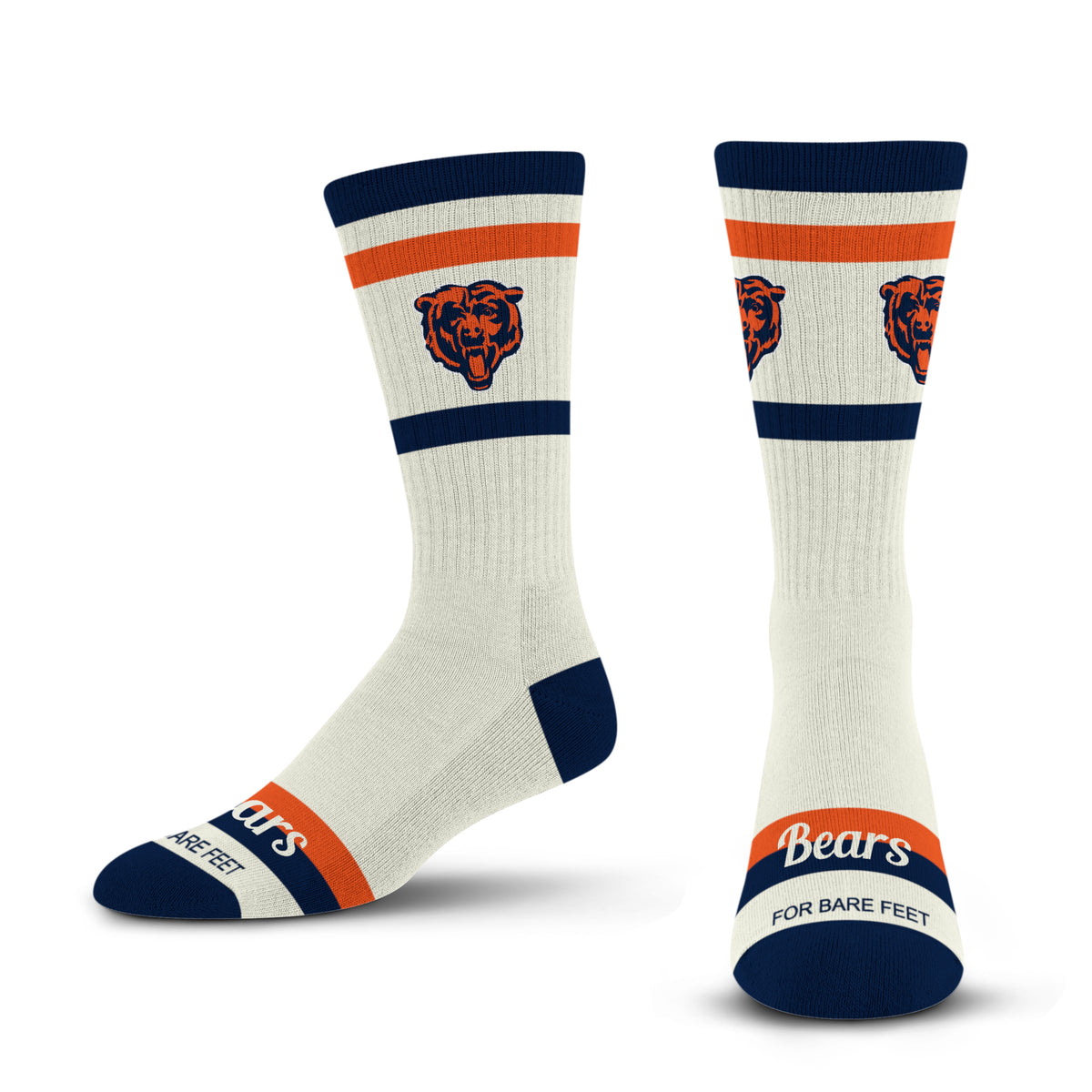 CHICAGO BEARS MEN'S STRIPED FAME SOCKS - CREAM