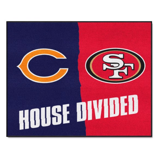 CHICAGO BEARS / SAN FRANCISCO 49ERS HOUSE DIVIDED 34" X 42.5" MAT