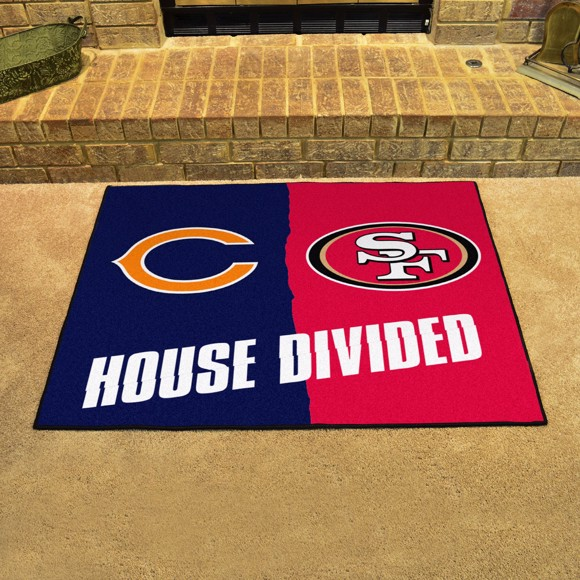 CHICAGO BEARS / SAN FRANCISCO 49ERS HOUSE DIVIDED 34" X 42.5" MAT