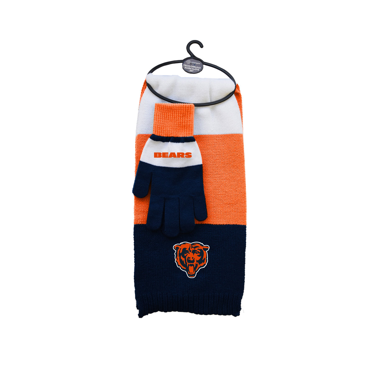 CHICAGO BEARS TRI-COLOR SCARF AND GLOVE SET