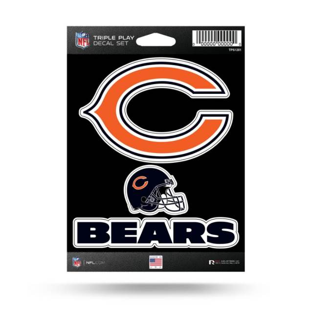 CHICAGO BEARS TRIPLE PLAY DECAL SET