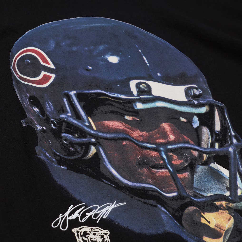 CHICAGO BEARS WALTER PAYTON MEN'S MITCHELL & NESS REAL BIG FACE T-SHIRT - BLACK