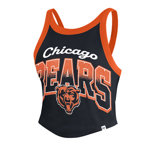 CHICAGO BEARS WOMEN'S '47 BRAND SHIMMER SHADOW TANK TOP - NAVY/ORANGE