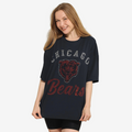 CHICAGO BEARS WOMEN'S FOCO RHINESTONE LOGO OVERSIZED T-SHIRT - NAVY