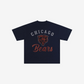 CHICAGO BEARS WOMEN'S FOCO RHINESTONE LOGO OVERSIZED T-SHIRT - NAVY