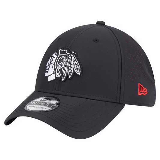 CHICAGO BLACKHAWKS BLACK NIGHT 39THIRTY FLEX FIT HAT - BLACK