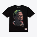 CHICAGO BULLS DENNIS RODMAN MEN'S MITCHELL & NESS REAL BIG FACE T-SHIRT - BLACK