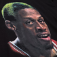 CHICAGO BULLS DENNIS RODMAN MEN'S MITCHELL & NESS REAL BIG FACE T-SHIRT - BLACK