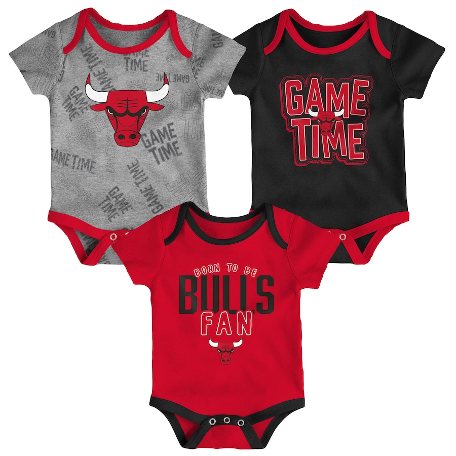 CHICAGO BULLS INFANT GAME TIME 3-PIECE ONESIE SET