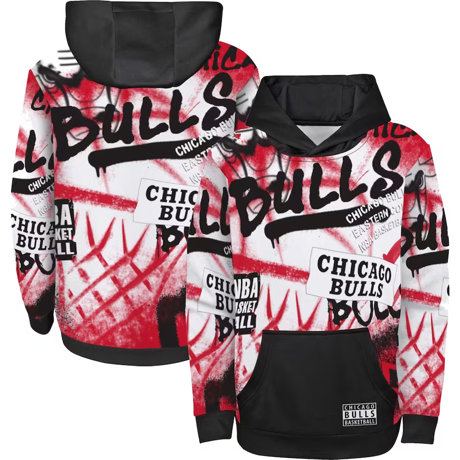 CHICAGO BULLS KIDS SPRAY BALL SUBLIMATED HOODED SWEATSHIRT